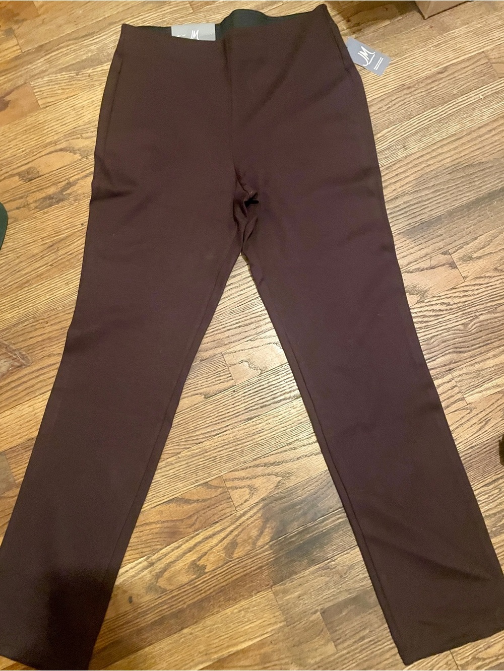 JM Collection Ponte Ponte Pant Plus M Espresso Roast Brown Slim Leg NWT
